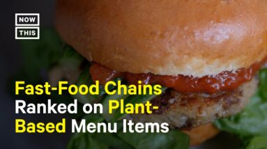 A burger from a fast food restaurant. Plant based menus are on the menu more now