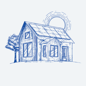 cartoon drawing for house and sun