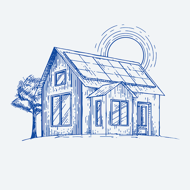 cartoon drawing for house and sun